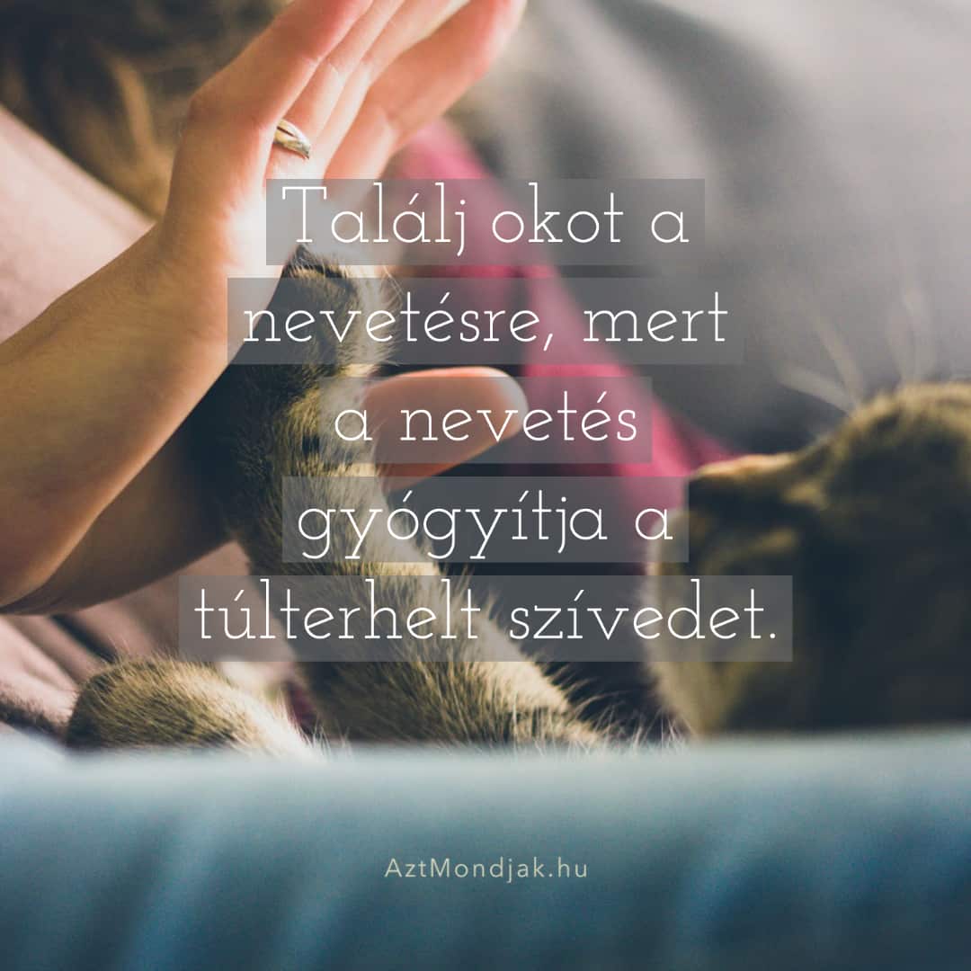 Találj okot a nevetésre, mert nevetés gyógyítja a túlterhelt szívedet.